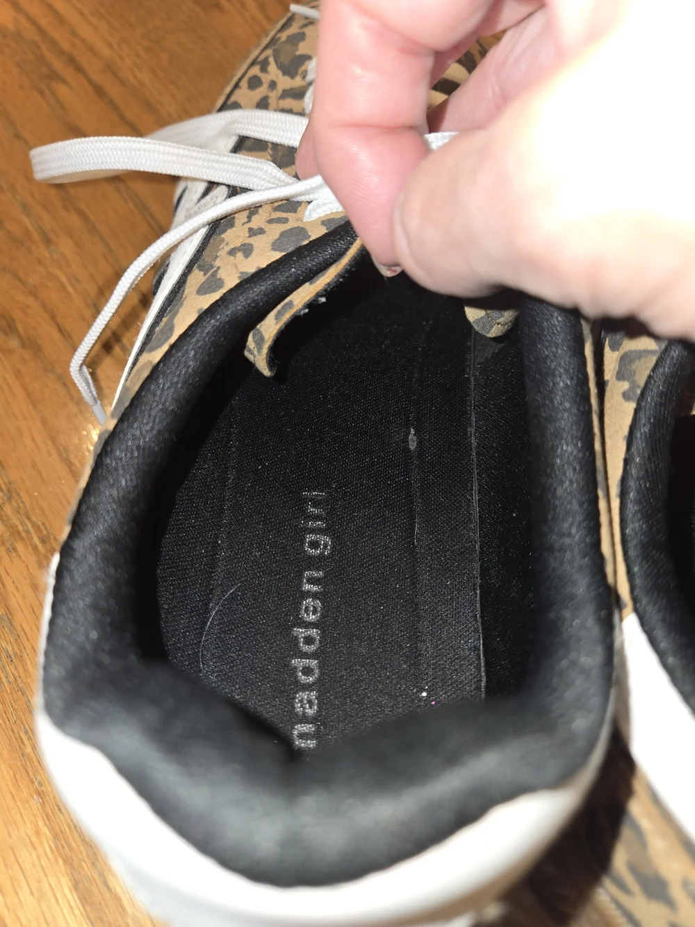 Madden Girl Women's Leopard Print Low Top Lace-Up Sneakers Tan/Black/White 10